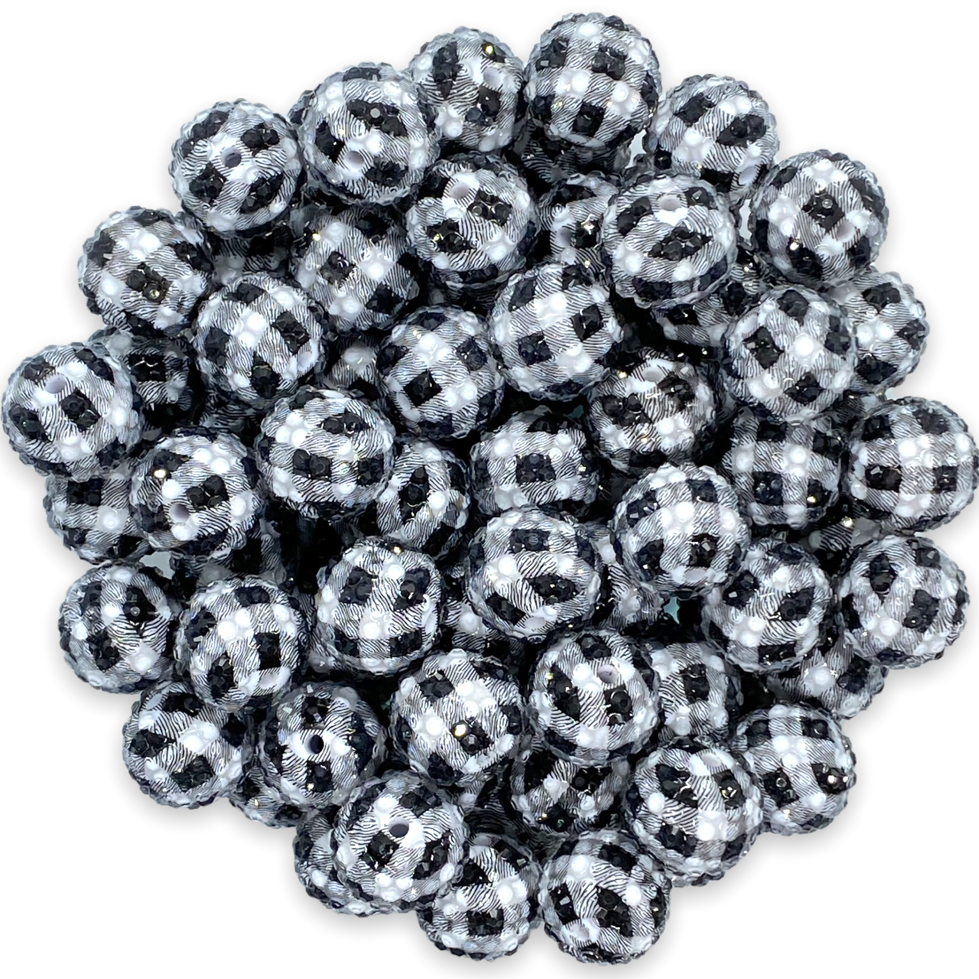 20mm Resin rhinestone beads - Gunmetal