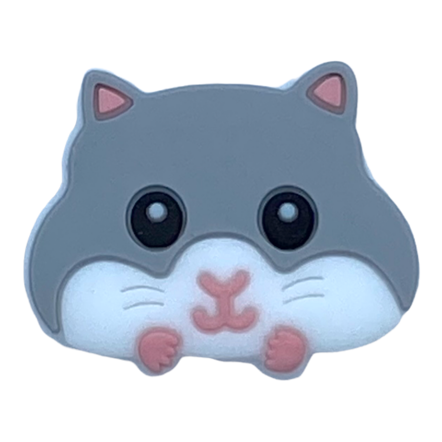 T389- Gray Hamster  Focal Silicone Bead (1 Count)