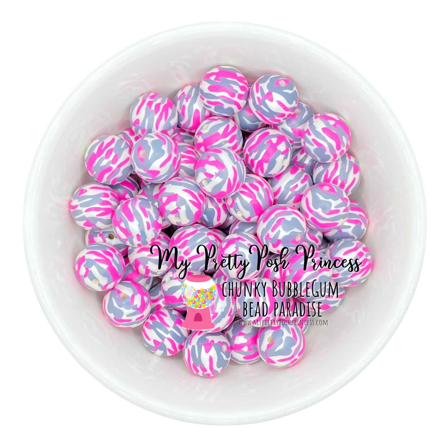 W404- 20mm Pink Camouflage  Pearl (1 Count)