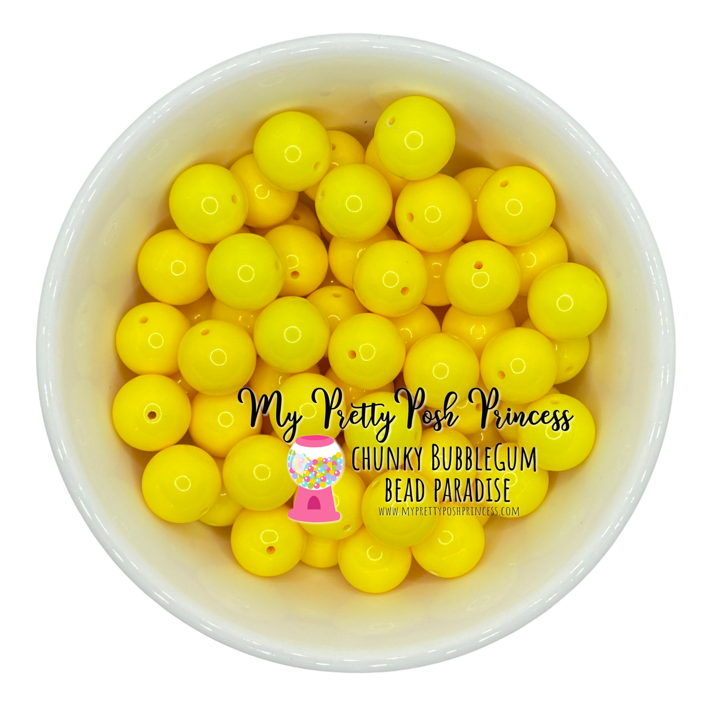 #6 - 12mm Yellow Solid Acrylic Beads  (20 Count)