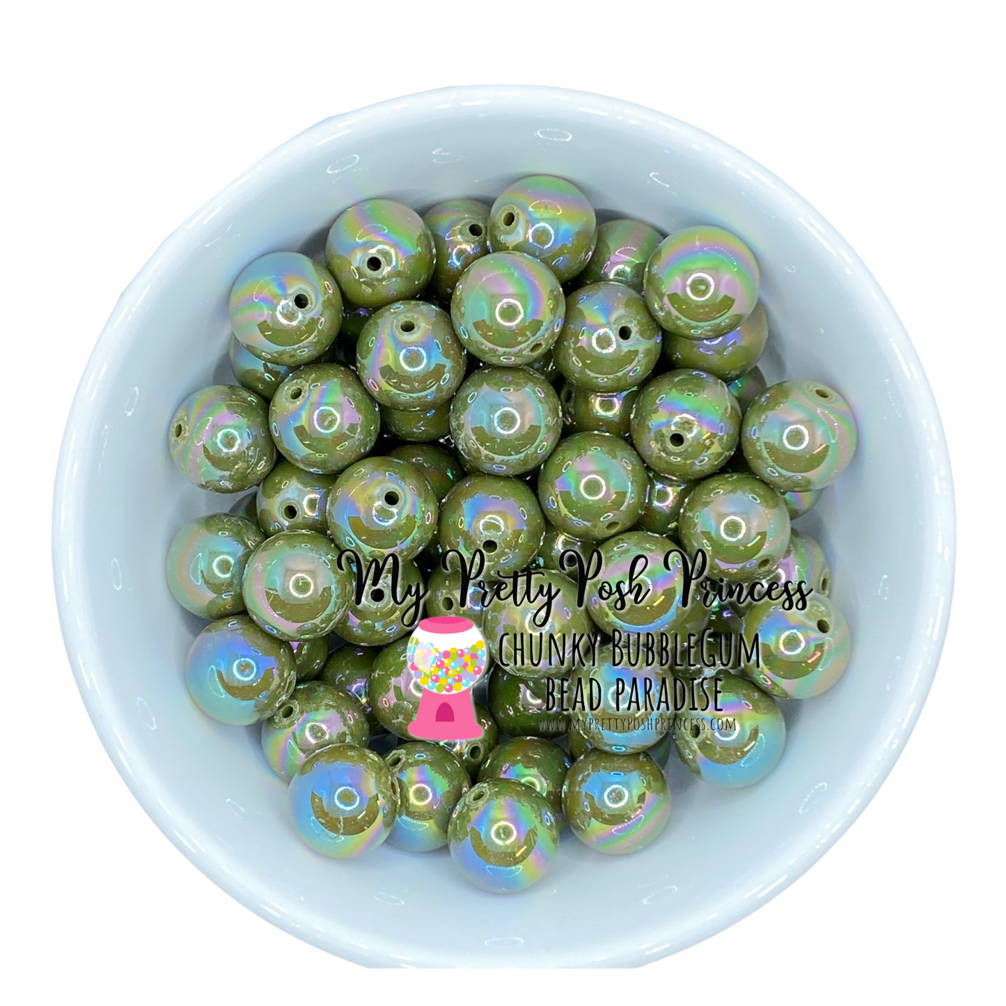 abs13- 12mm Olive AB Solid Acrylic Beads (20 Count)