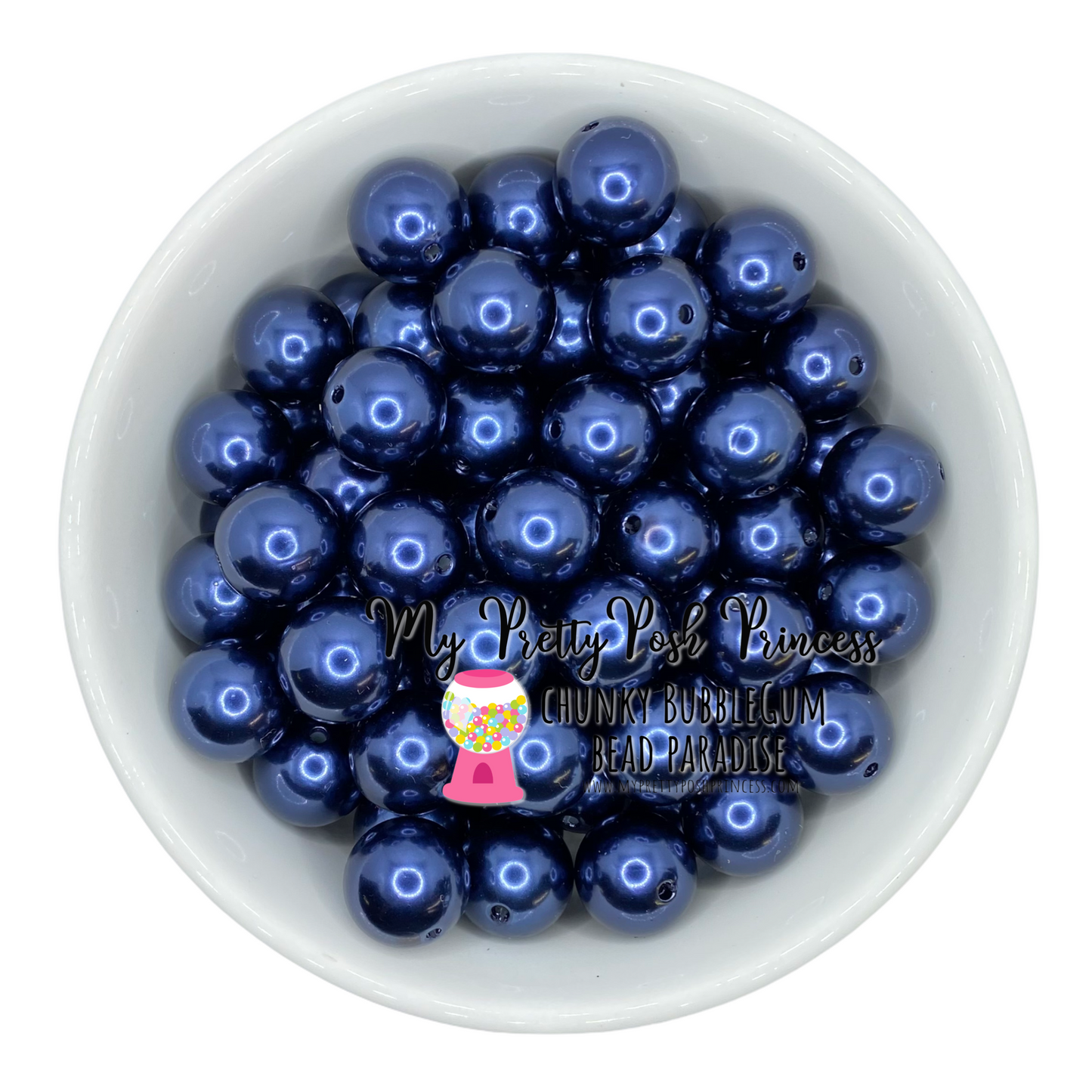 #413 - A66- 20mm Navy Blue  Pearl  Acrylic Beads  (1 Count)