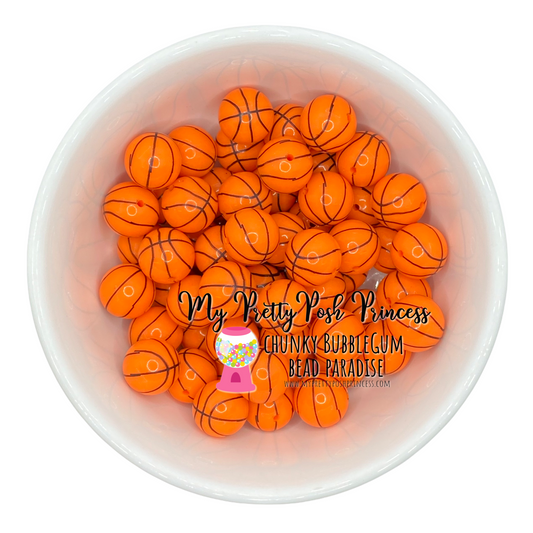 W409- 20mm Basketball Acrylic Beads (1 Count)