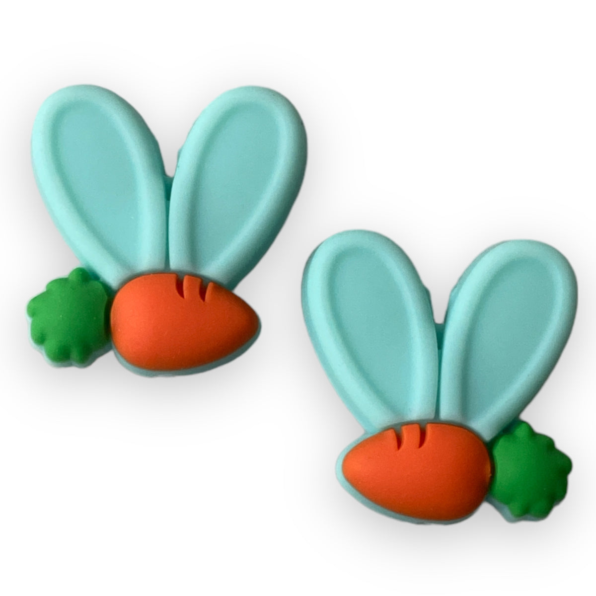 h876 - Aqua Bunny Carrot Ears Focal Bead Silicone Focal Beads (1 Count)
