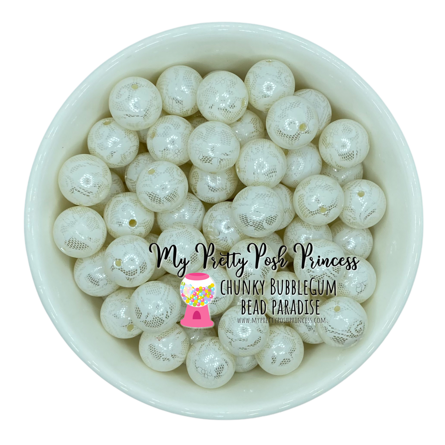 w209 - 12mm Ivory “Pearl Lace"  Acrylic Beads (20  Count)