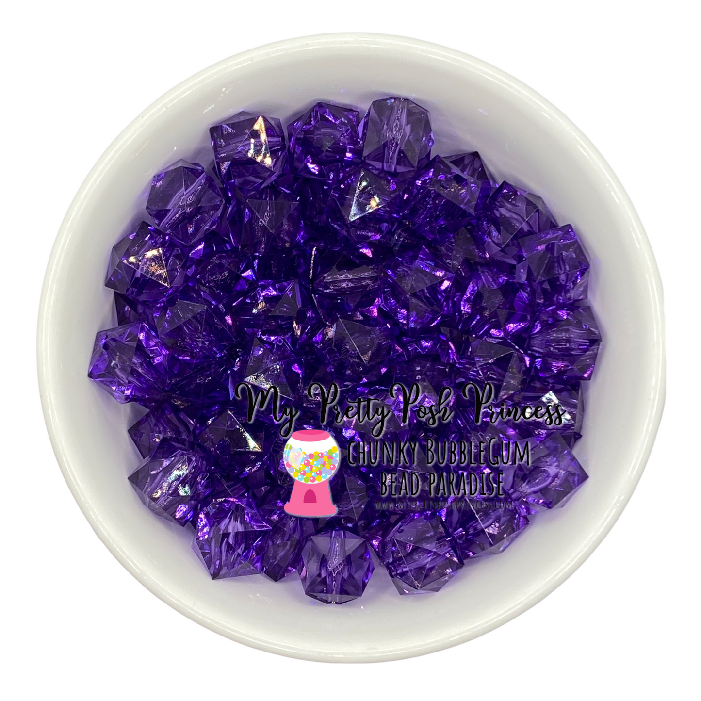 #557 - 20mm Purple Ice Cube Acrylic Beads (1 Count)