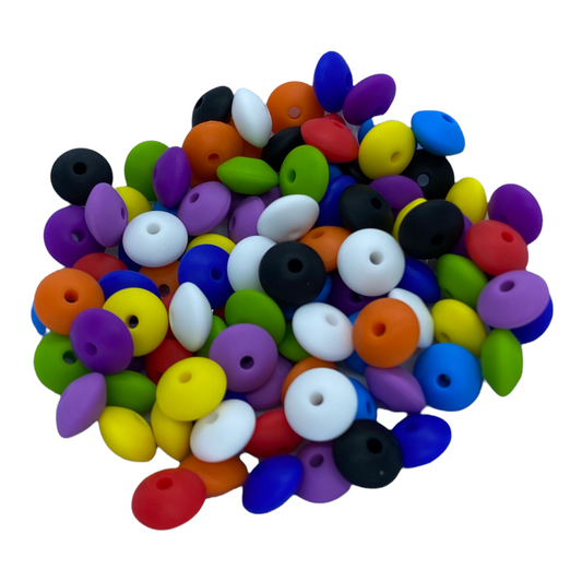 Z/53 - “Primary Lentil Pack” 100 Count Mixed Silicone Beads