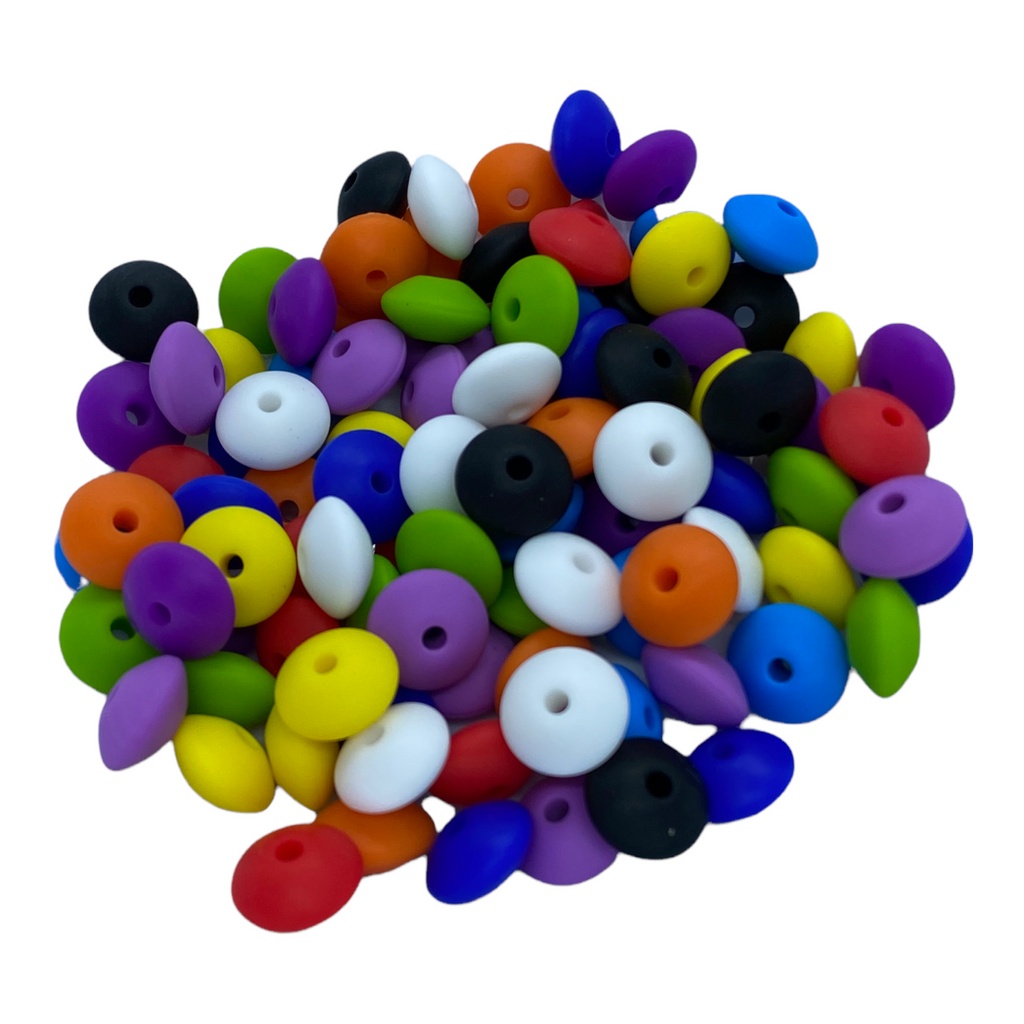 Primary Rainbow 50 or 100 BULK Round Silicone Beads