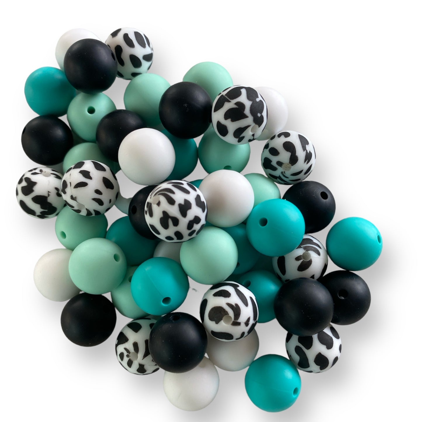 CK-  220 -  15mm Aqua Cow 50 Count  Mixed Pack Silicone  Beads