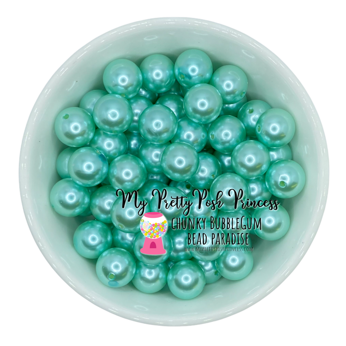 #107- a69- 12mm Aquamarine  Pearl Acrylic Beads  (20 Count)