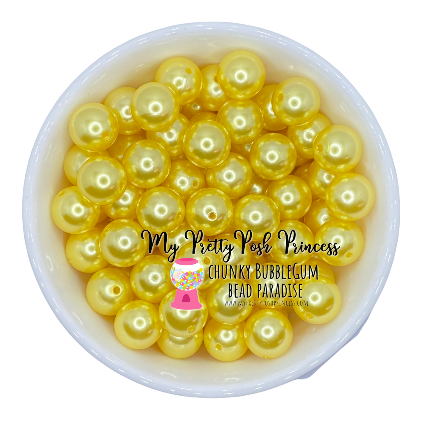 #373 - A02- 20mm Yellow Faux Pearl Beads (1 Count)