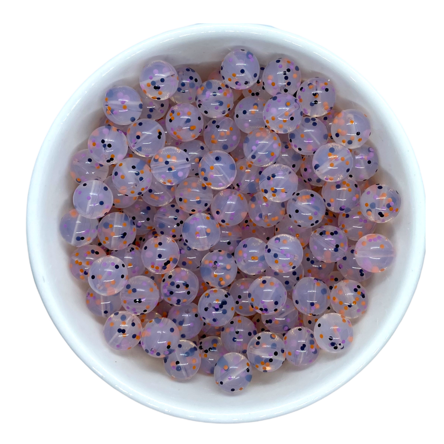 T291- 15mm Halloween Confetti Silicone  Beads