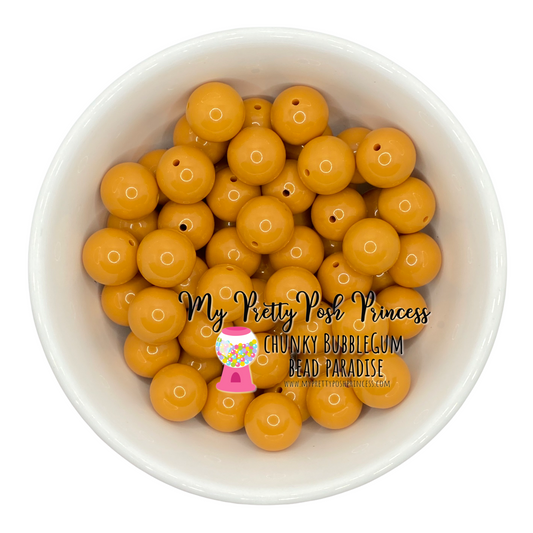 #14 - 12mm Dark Mustard Solid Acrylic Beads  (20 Count)