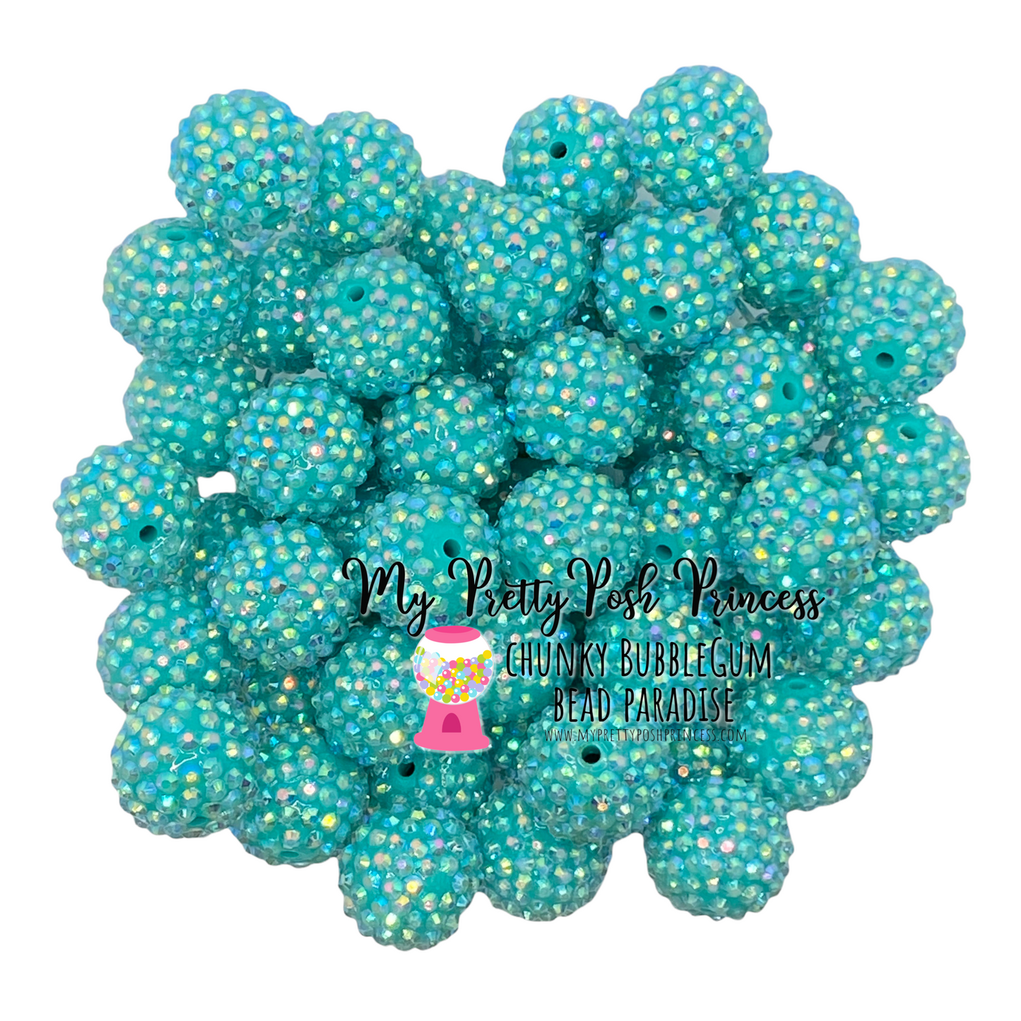 #1074 - R13- 20mm Teal AB Rhinestone Beads (1 Count)