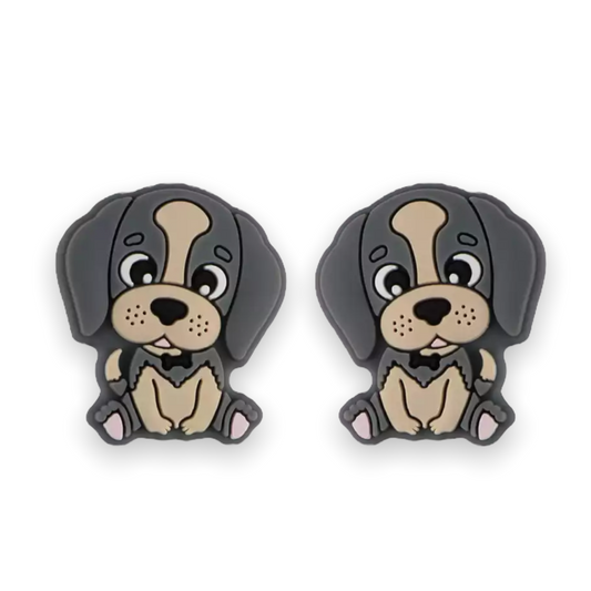 T396- Gray Dog  Silicone Focal Bead (1 Count)