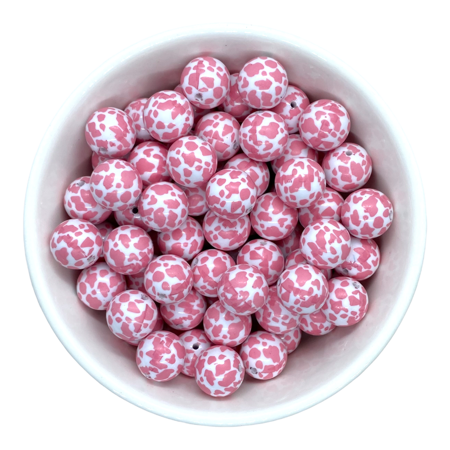 ap0- 12mm Pink Cow Animal Print Acrylic Beads (20 Count)