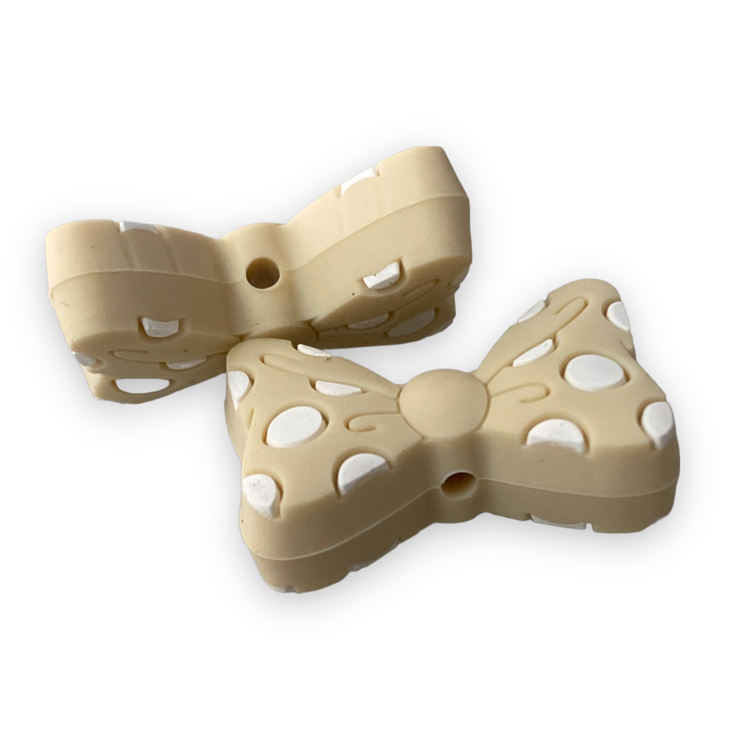 X98 - Cream Dot Bow Silicone (1 Count) Focal Beads