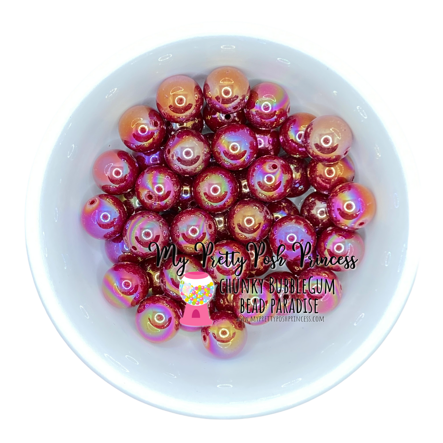 abs27- 12mm Dark Red AB Solid Acrylic Beads (20 Count)