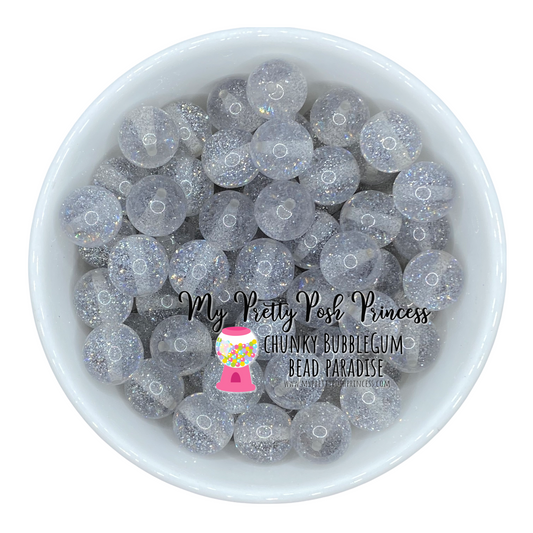 #937 - 20mm Silver Super Glitter Jellies Acrylic Beads (1 Count)