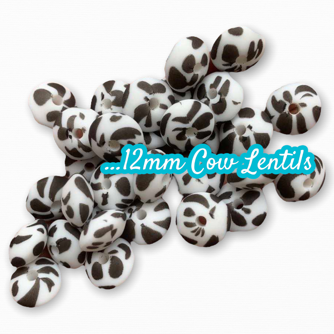 T281- 12mm “Cow” Lentils Silicone  Beads