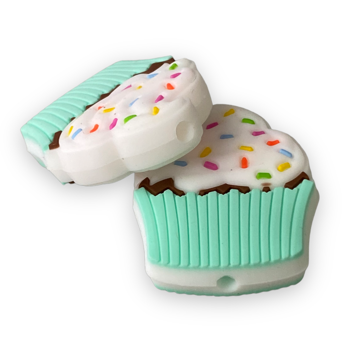 X128 - Mint Cupcake Silicone (1 Count) Focal Bead