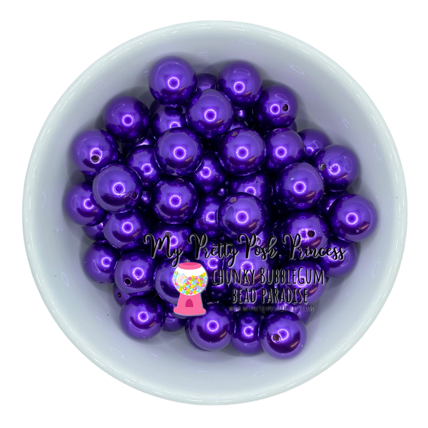 #106- a67- 12mm Dark Purple  Pearl Acrylic Beads  (20 Count)