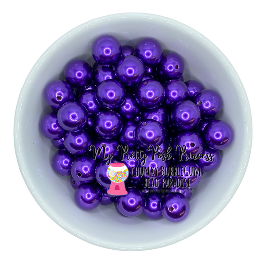 #106- a67- 12mm Dark Purple  Pearl Acrylic Beads  (20 Count)