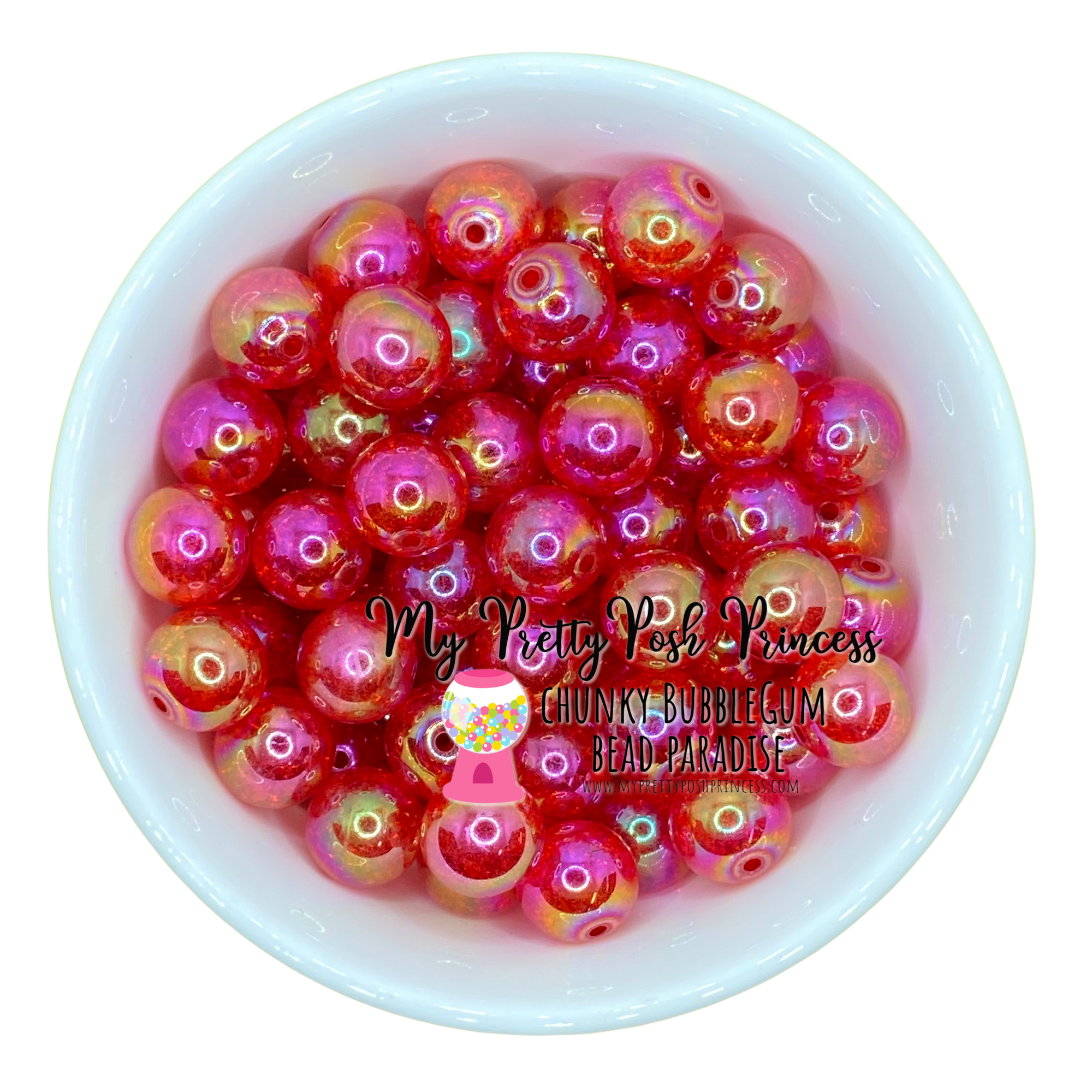 20mm Orange Crackle AB Bubblegum Beads