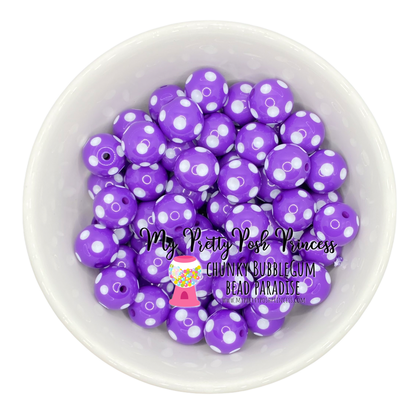 #984 -20mm Dark Purple Polka Dots Acrylic Beads (1 Count)