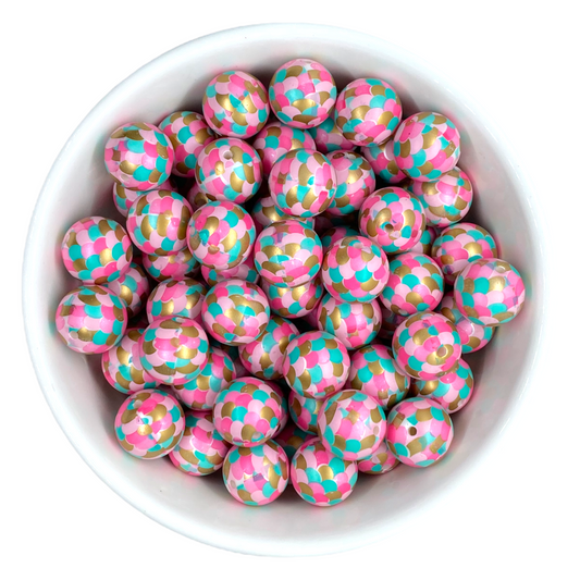 W584- 20mm Pink Mermaid Acrylic Beads (1 Count)