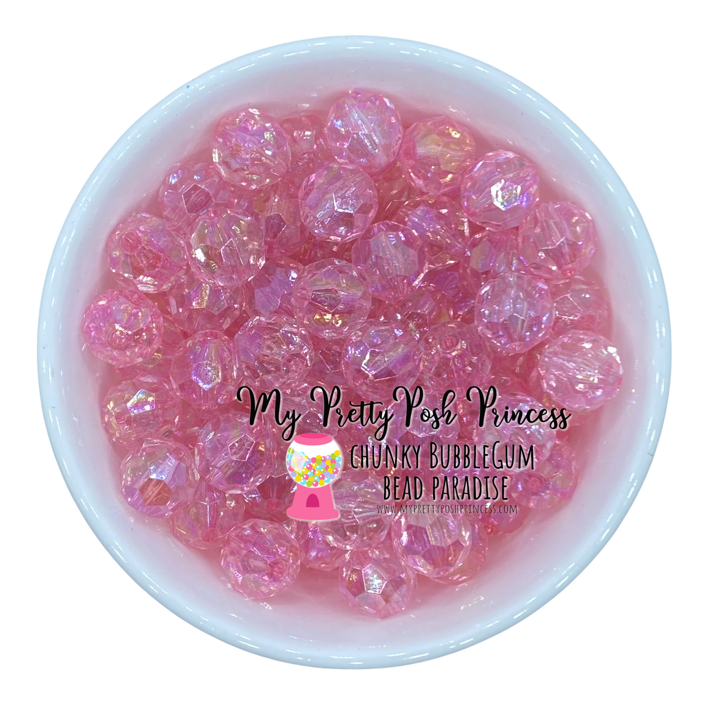 #929 - 20mm Light Pink Faceted AB  Acrylic Beads (1 Count)