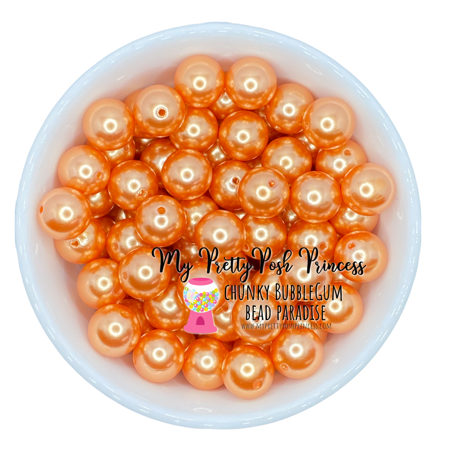 #391 - A37- 20mm Orange Pearl Acrylic Beads  (1 Count)