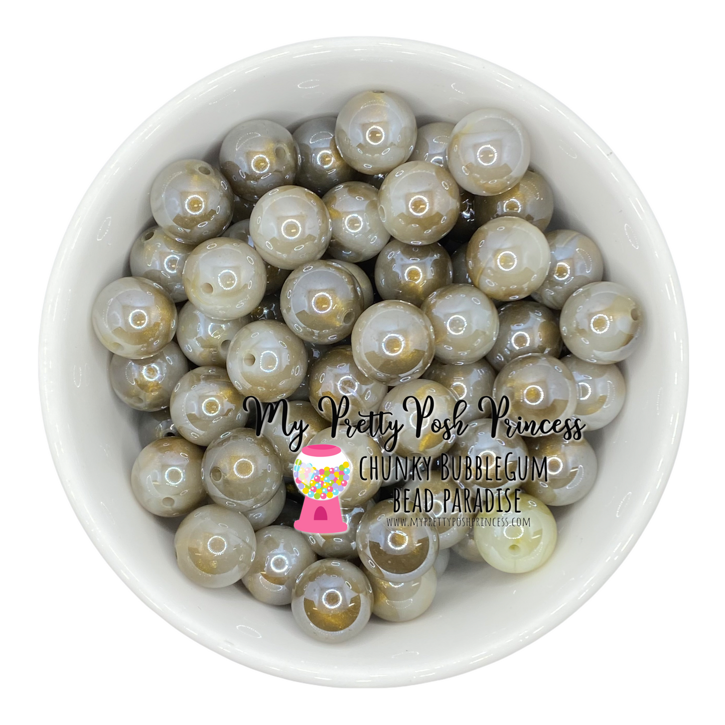 W309- 20mm  Gray Galaxy Pearlescent  Acrylic Beads (10 Count)