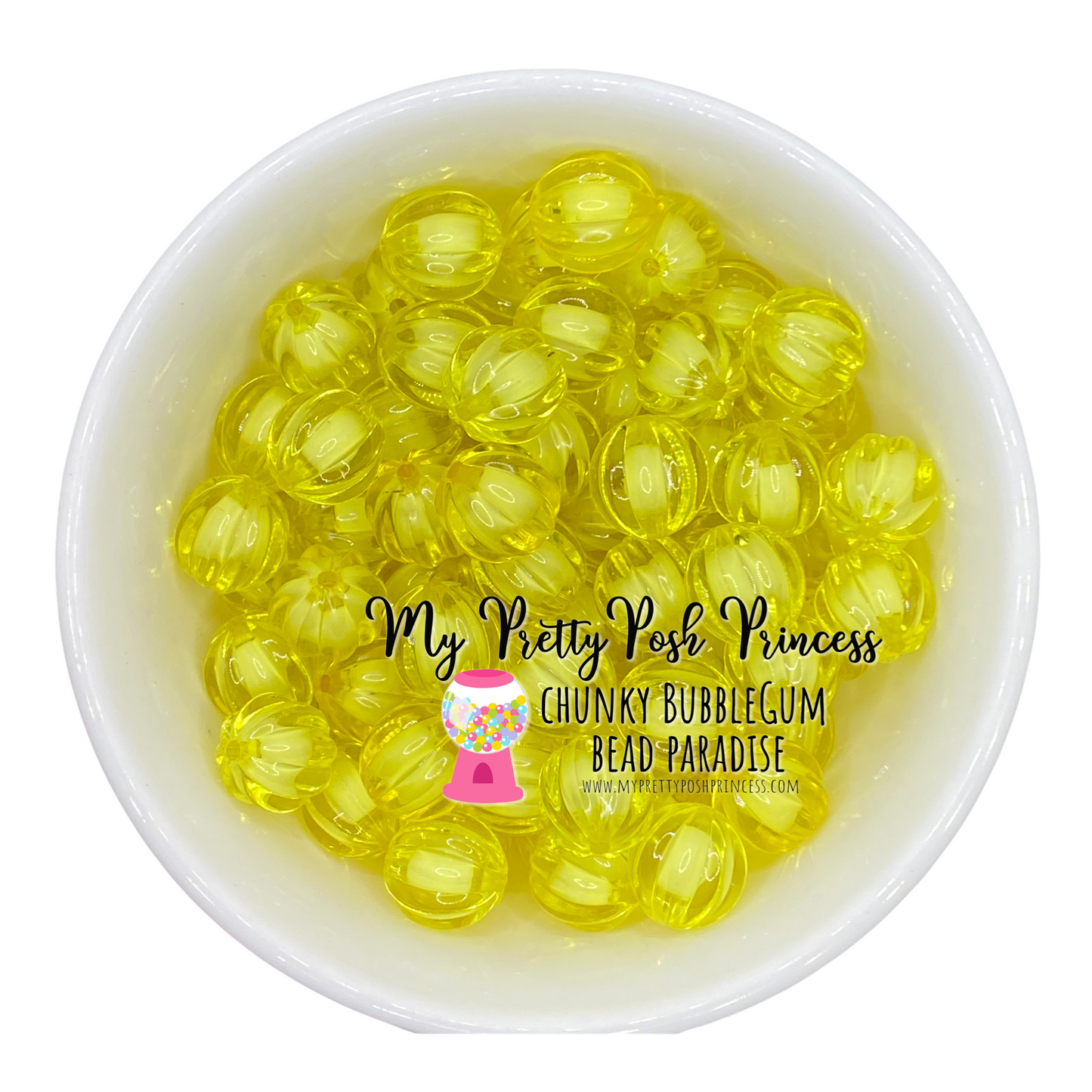 w41- 12mm Yellow "Watermelon"  Acrylic Beads (20 Count)