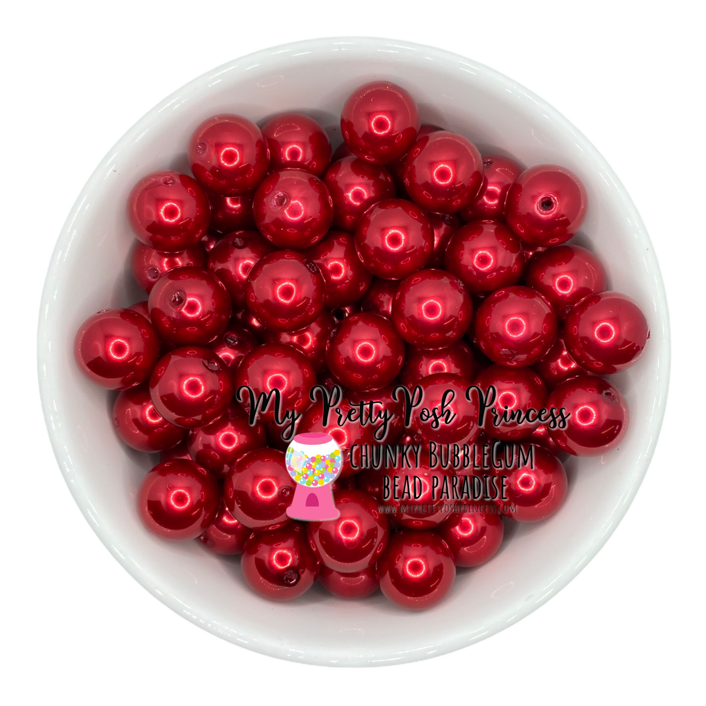 #100 - a60- 12mm Red Pearl Acrylic Beads  (20 Count)