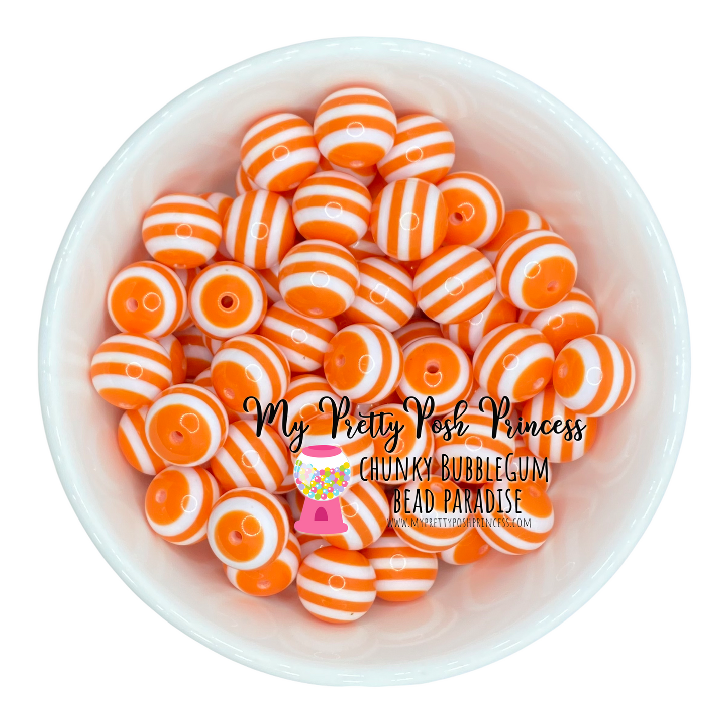 #1044 - 20mm Orange Striped Acrylic Beads (1 Count)