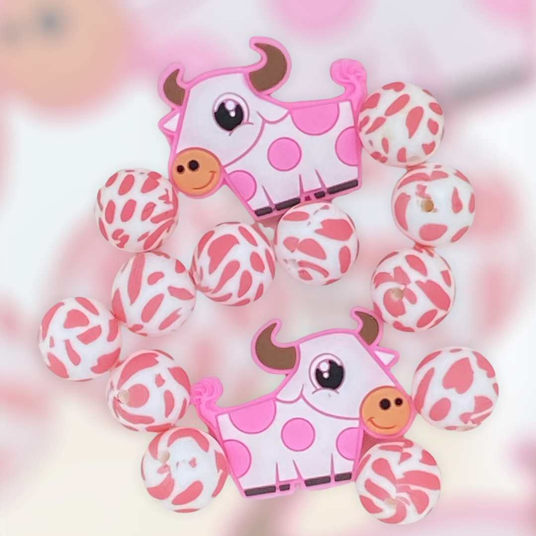 Cow Pen Silicone Beaded Pen Cow Cute Sensory Beads Silicone Beaded