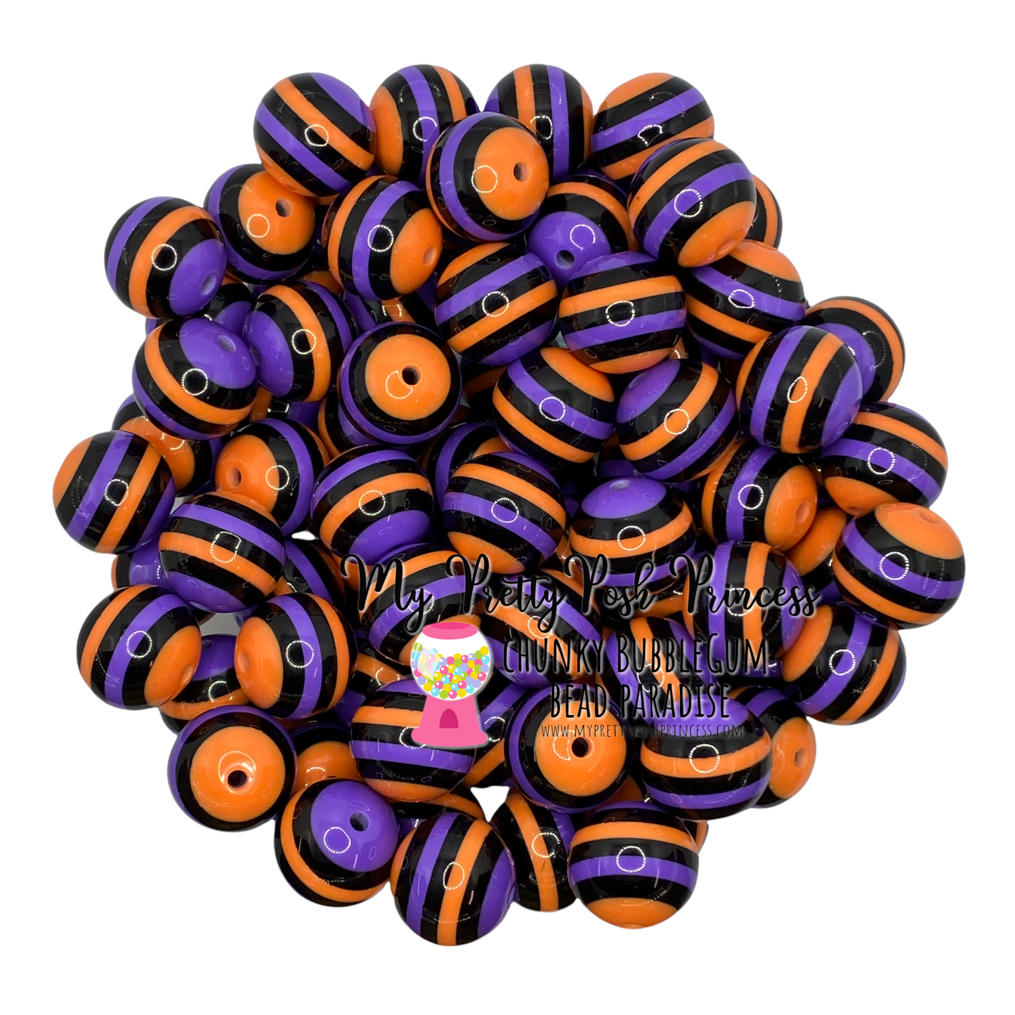 #1020 - 20mm Halloween Stripe Acrylic Beads (1 Count)