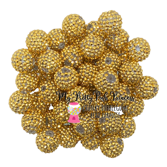 #1095 - R34- 20mm Gold AB Rhinestone  Beads  (10 Count)