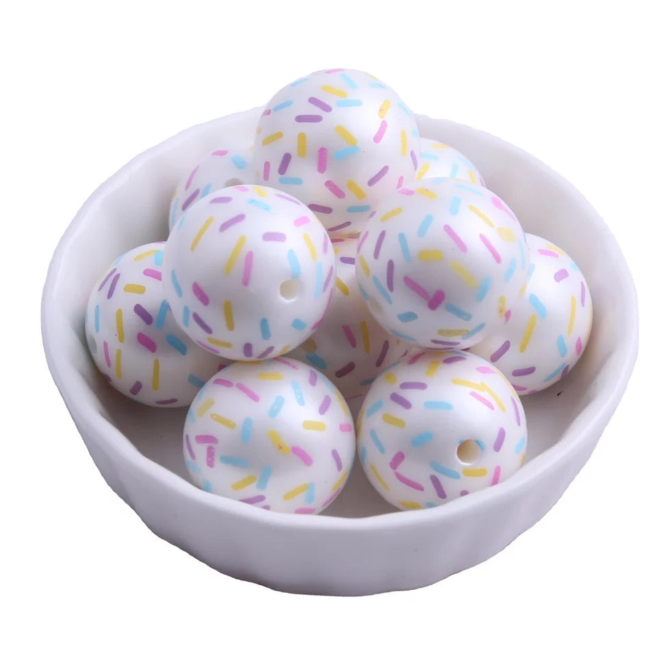 W451- 20mm "Unicorn Matte Sprinkles"  Acrylic Beads (10 Count)