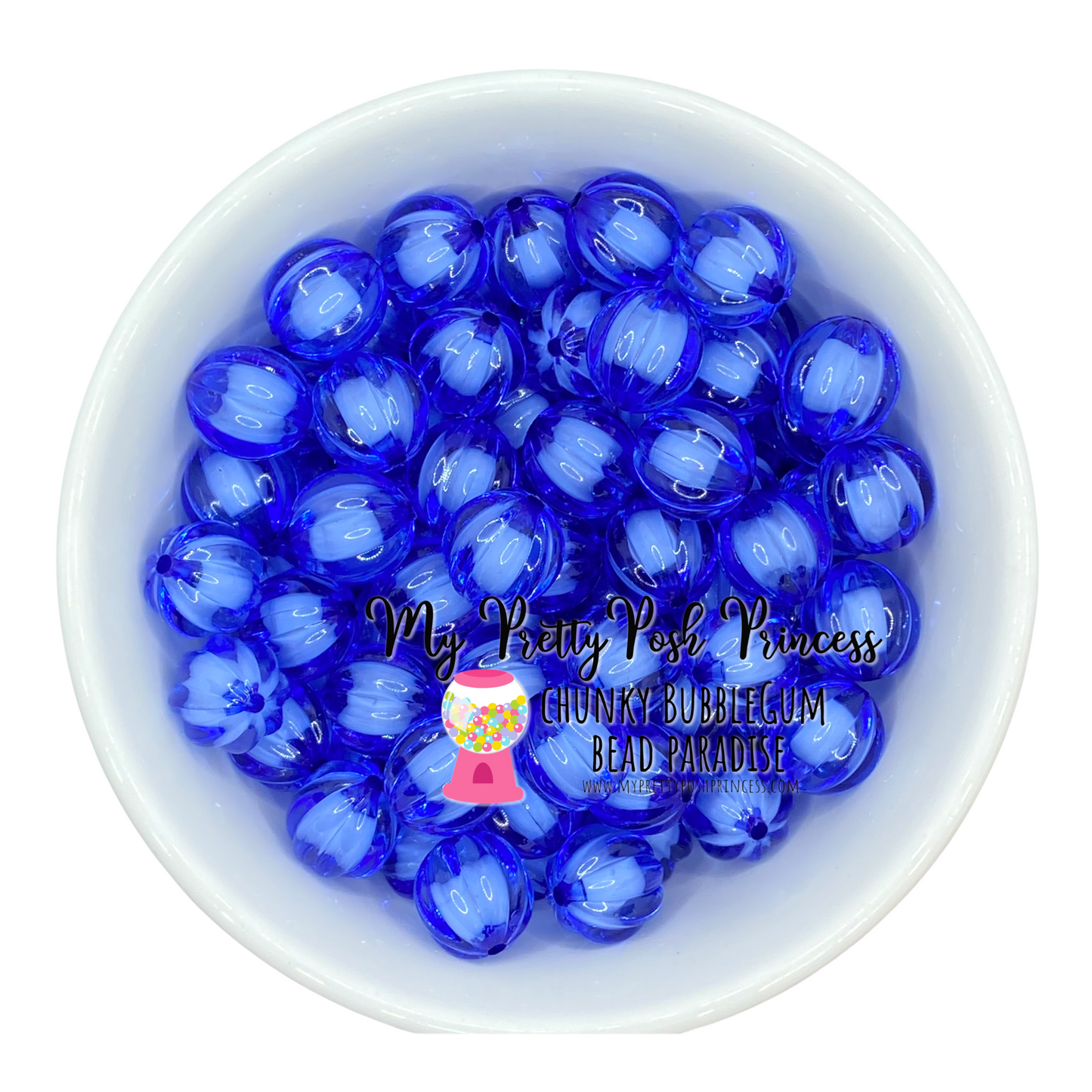 #595 - 20mm Royal Blue "Watermelon"  Acrylic Beads (1 Count)