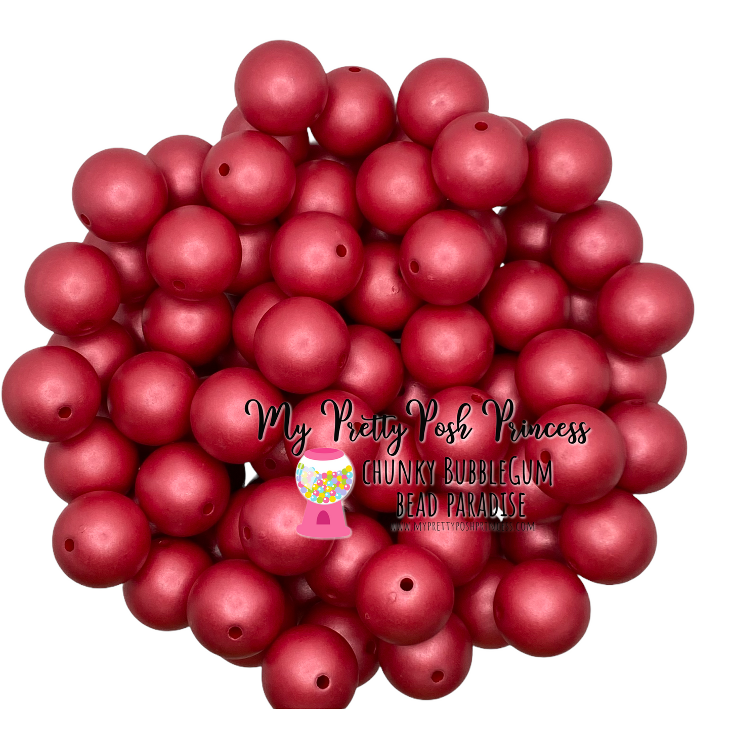 #116- 12mm Red "Matte"  Pearls Acrylic Beads (20 Count)