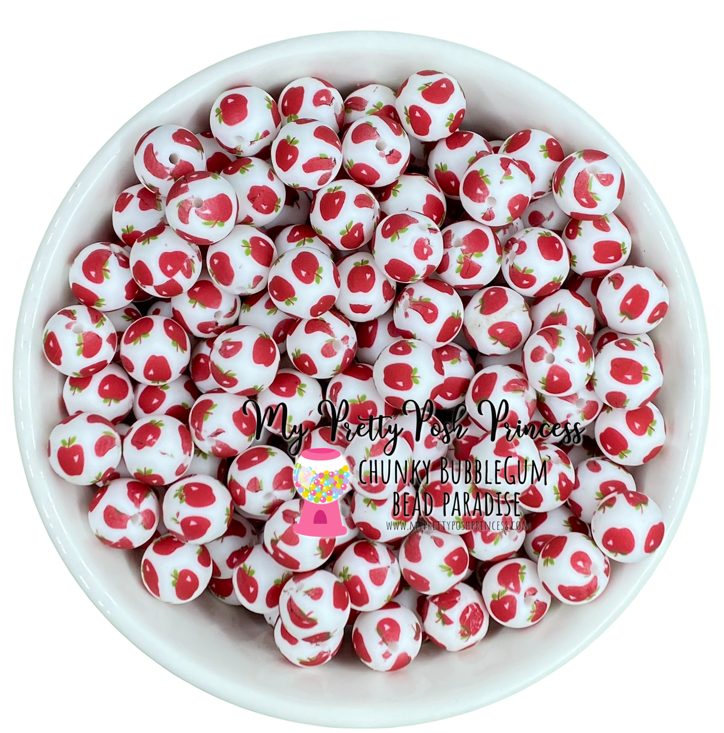 A-6027- 15mm “Teacher- Apple” Silicone Beads