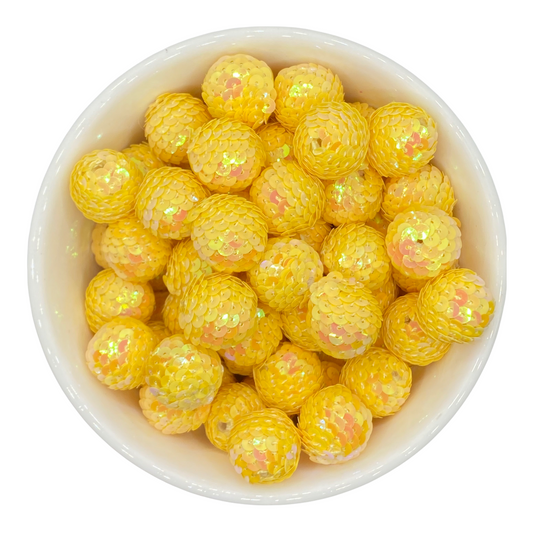 W315- 20mm Yellow Sequin  Acrylic Beads (1 Count)