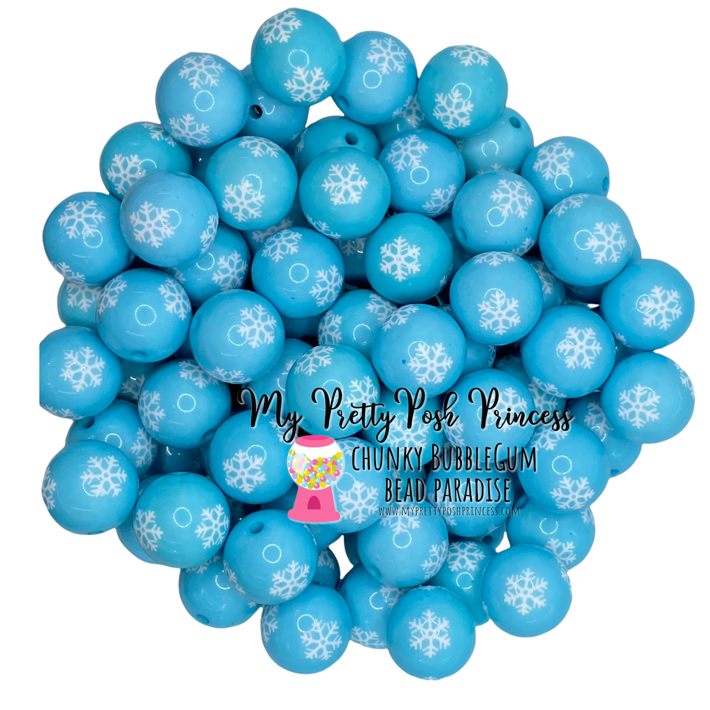 W331- 20mm Aqua Snowflake  Acrylic Beads (1 Count)