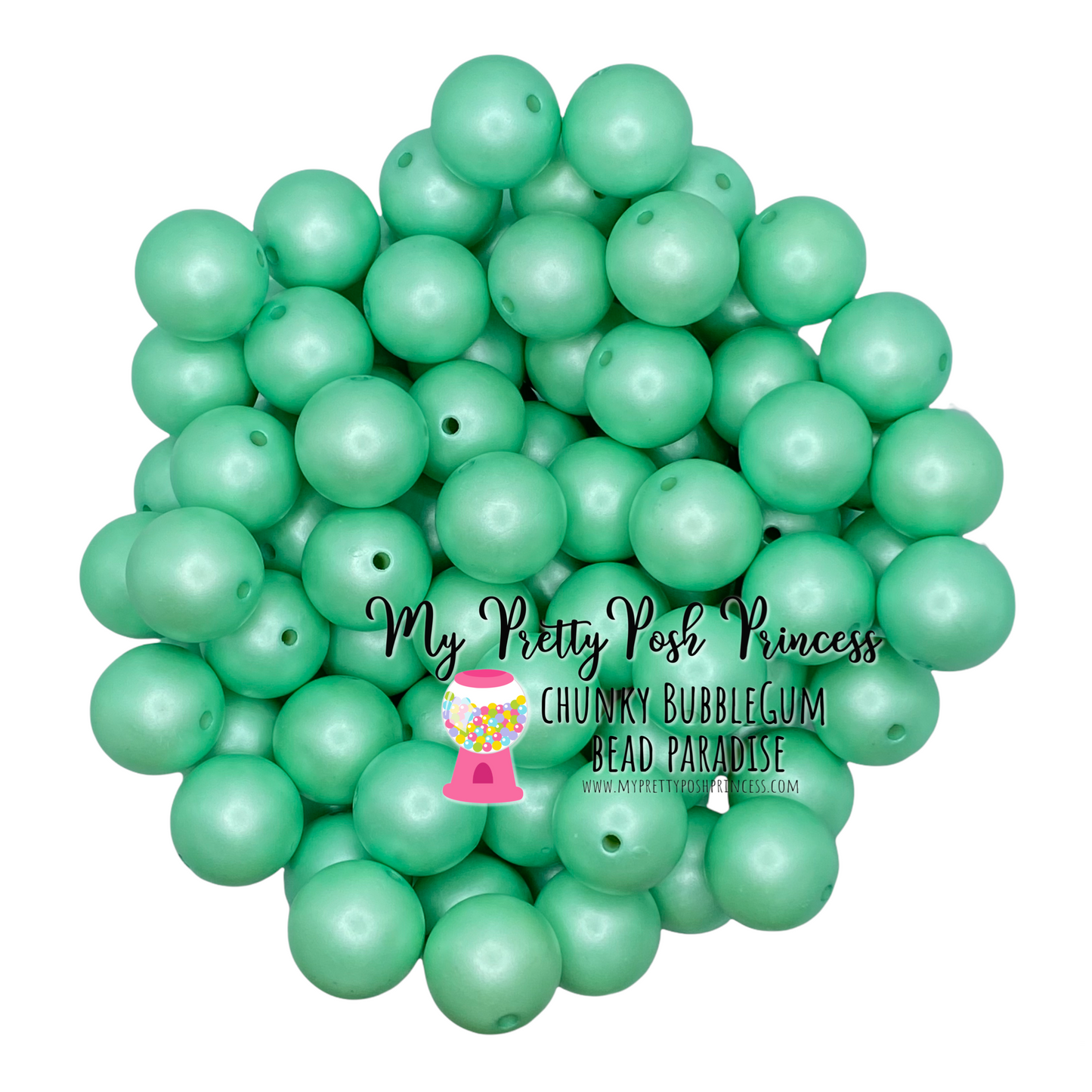 #124 - 12mm  Mint "Matte" Pearl Acrylic Beads (20 Count)