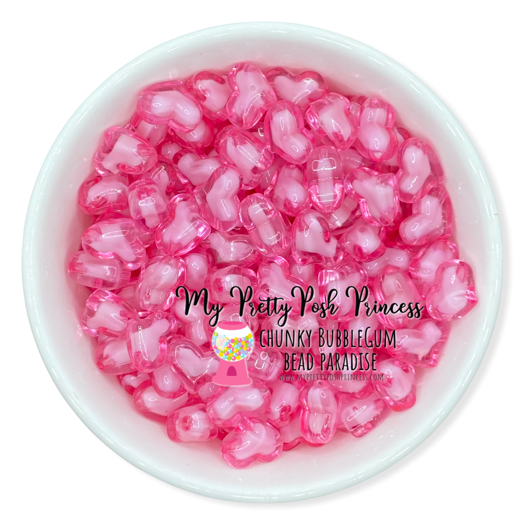 #952 - 22mm Pink  Hearts  Acrylic Beads (1 Count)