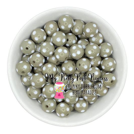 #1007 - 20mm Gray Polka Dot Acrylic Beads (10 Count)