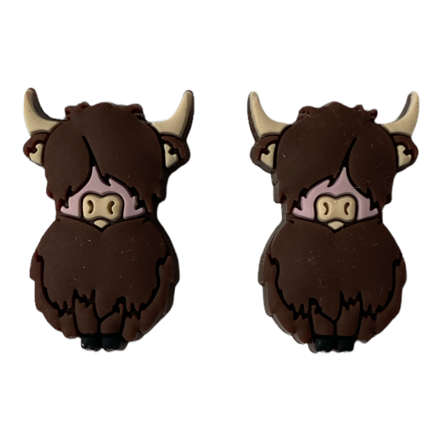 X443 - Dark Brown Highland Cow  Silicone (1 Count) Focal Bead