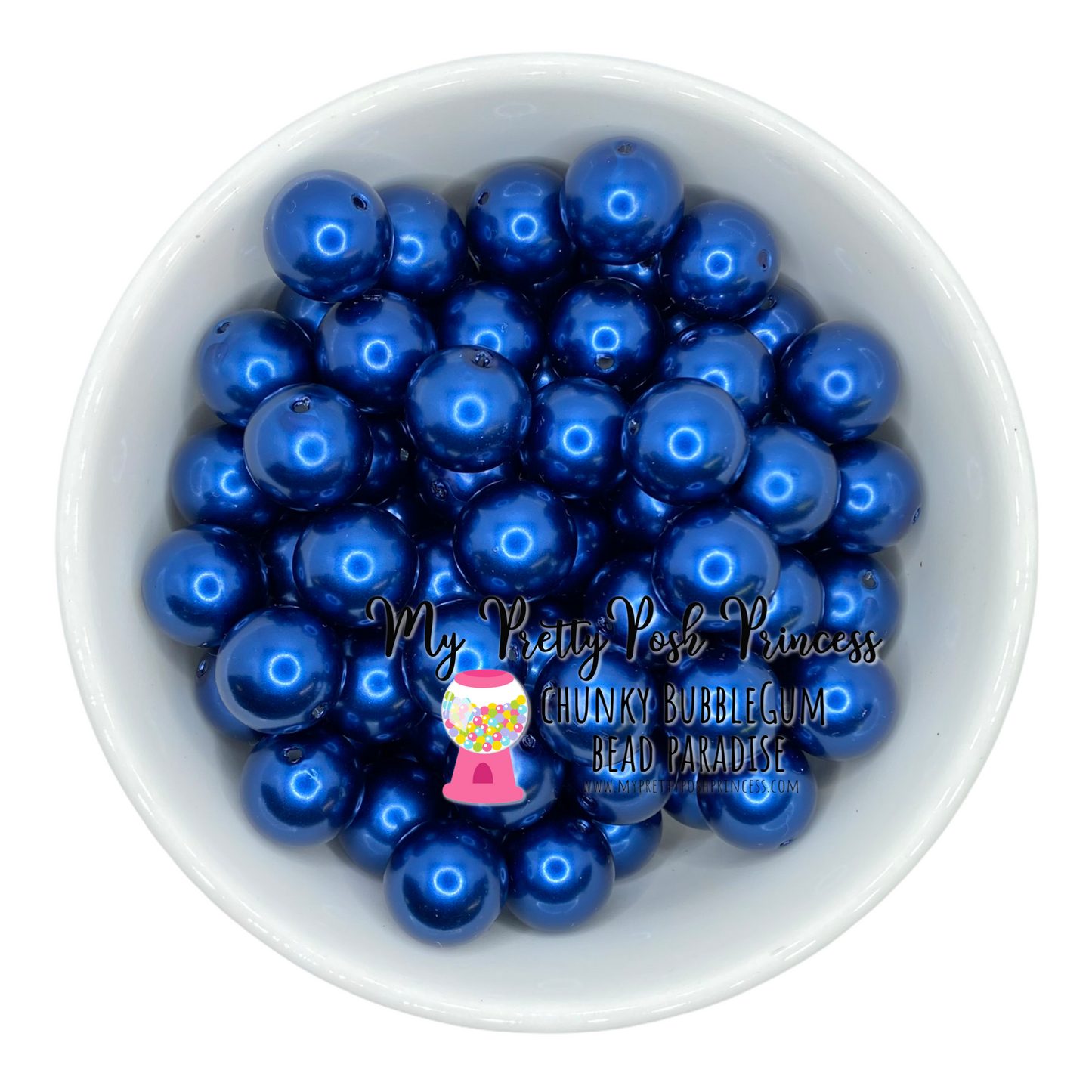 #104 - a65- 12mm Dark Blue Pearl Acrylic Beads  (20 Count)